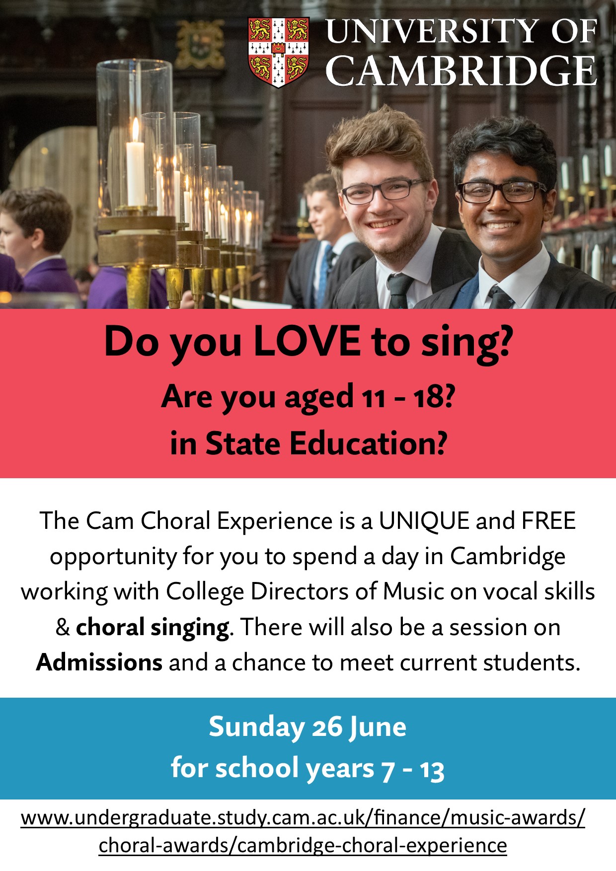 Cambridge Choral Experience 2022 Flyer