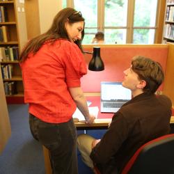 Mature students in a library Mature students in a library