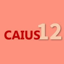 Caius 12 on a red background