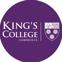 King's College Logo A purple circle with white text saying King's College Cambridge alongside the college crest in white
