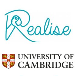 Realise and University of Cambridge logos The word 'Realise' written in blue cursive text. The University of Cambridge logo is below.