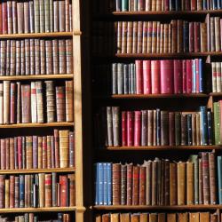 Old books on wooden bookshelves in the Gonville & Caius Library. Old books on wooden bookshelves in the Gonville & Caius Library.