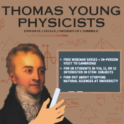 Image of Thomas Young pointing at a blackboard with details of the programme.