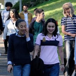 Students from the You'll Fit In programme walking in West Cambridge