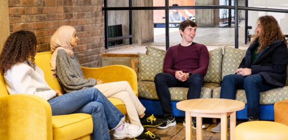 Students at Churchill College - University of Cambridge Churchill College students talking