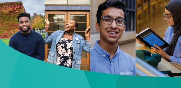 A montage of Black British, British Bangladeshi and British Pakistani students at Cambridge.