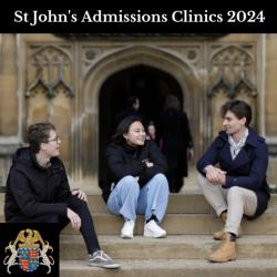 Three St John’s students in conversation sitting on the steps of New Court.