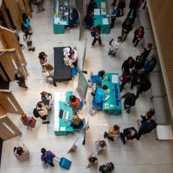 Overhead view of teachers at a conference